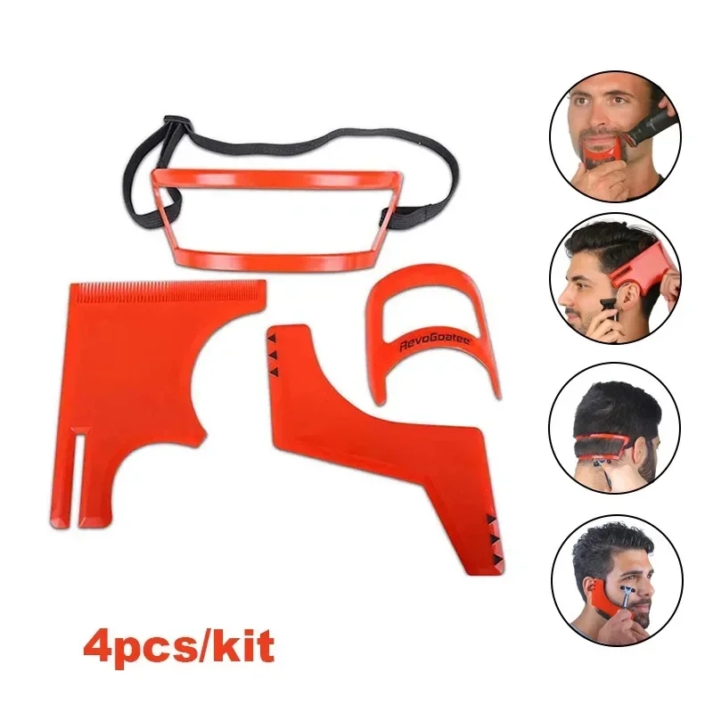 Grooming Men'S Hair - 2/4Pcs Men's Beard CombsผมTrimmersพลาสติกMen Beard Shapingจัดแต่งทรงผมหวีเครื่องมือความงามสําหรับผมเคราTrimแม่แบบไม้บรรทัด