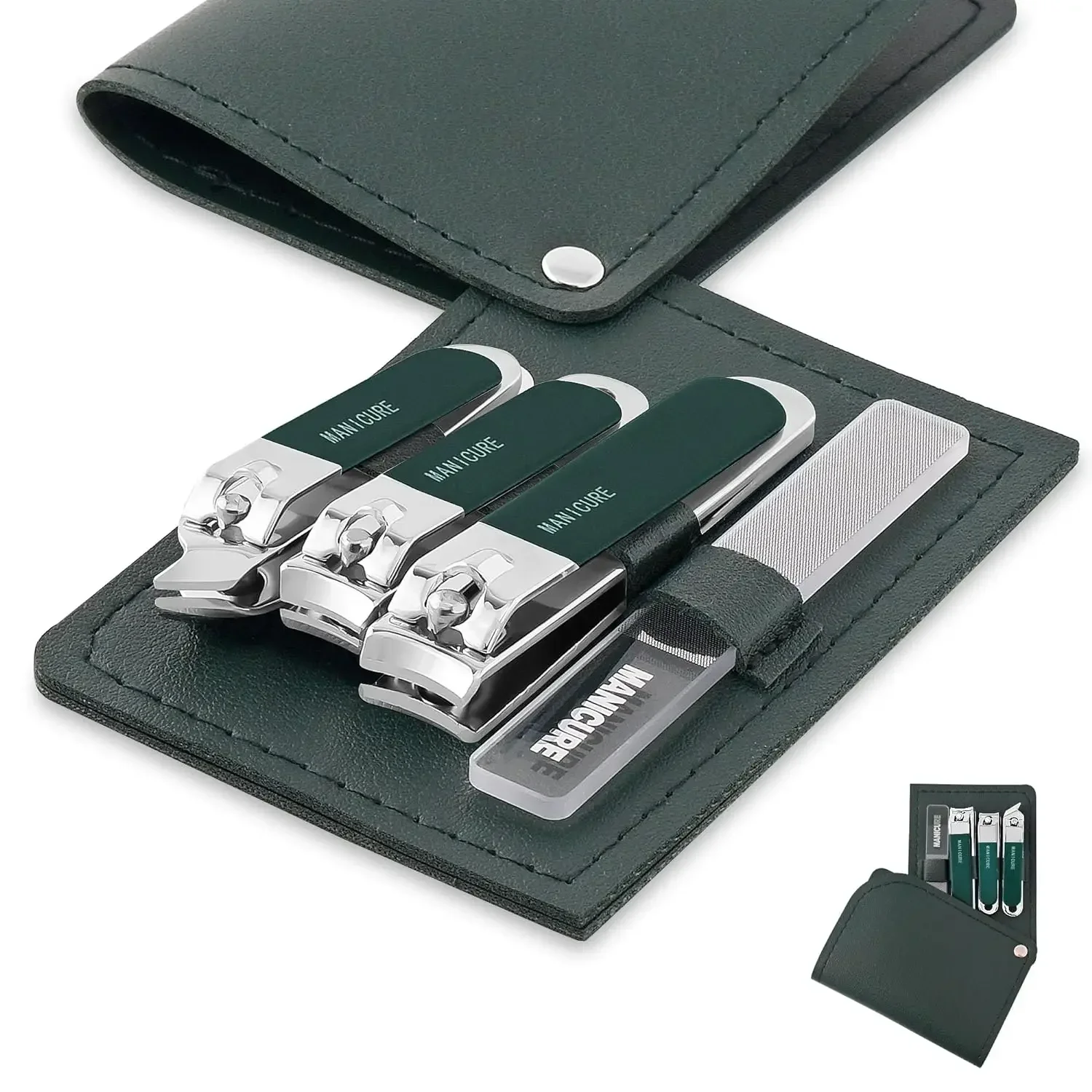 Mens Grooming Travel Kit - ชุดตัดเล็บเหล็ก 4 ชิ้น ชุดอุปกรณ์ตัดเล็บสำหรับเดินทาง ชุดดูแลเล็บมืออาชีพสำหรับผู้ชาย/ผู้หญิง ชุดตัดเล็บสแตนเลส