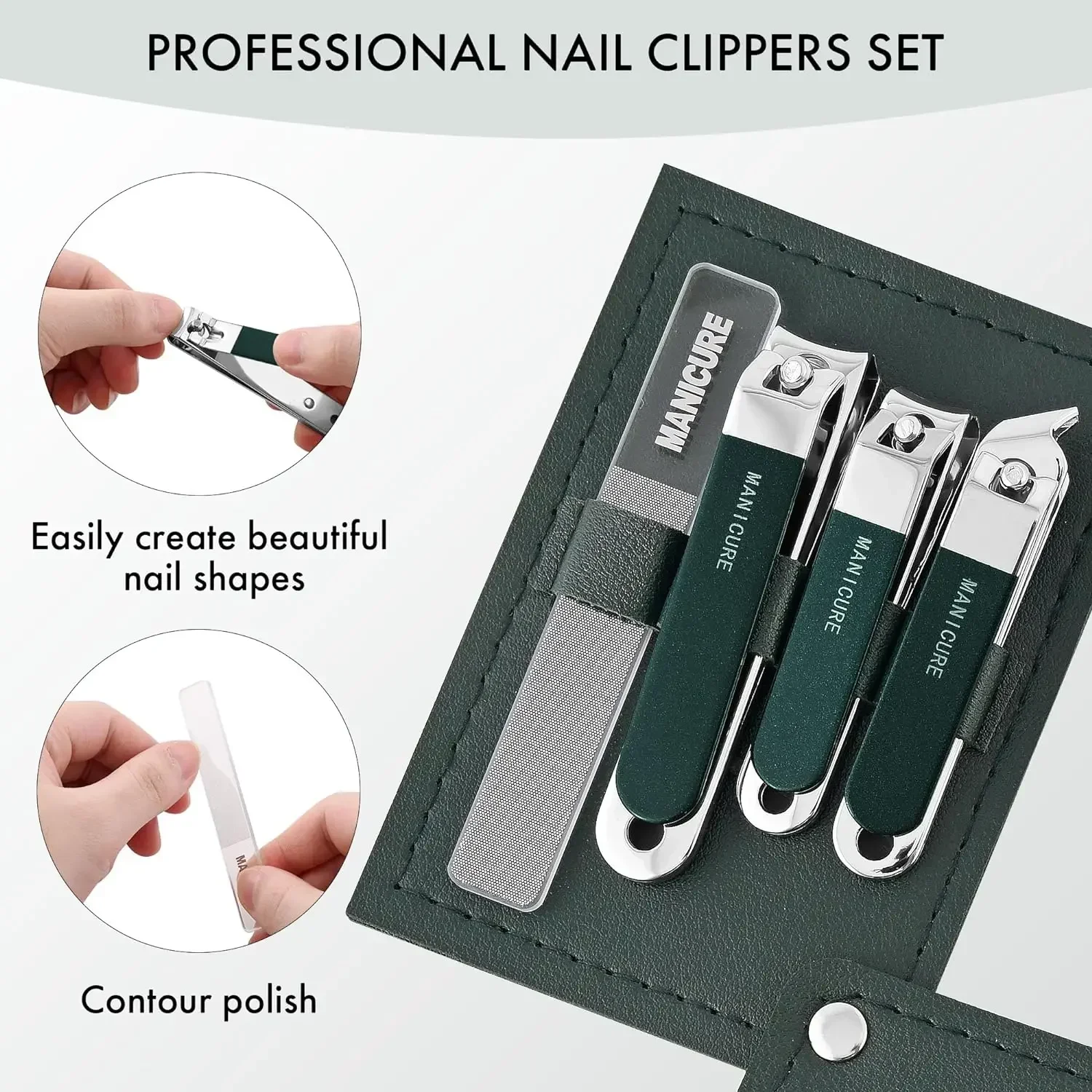 Mens Grooming Travel Kit - ชุดตัดเล็บสำหรับผู้ชาย/ผู้หญิง 4 ชิ้น ชุดอุปกรณ์ดูแลเล็บมือแบบมืออาชีพสำหรับการเดินทาง ชุดตัดเล็บสแตนเลส
