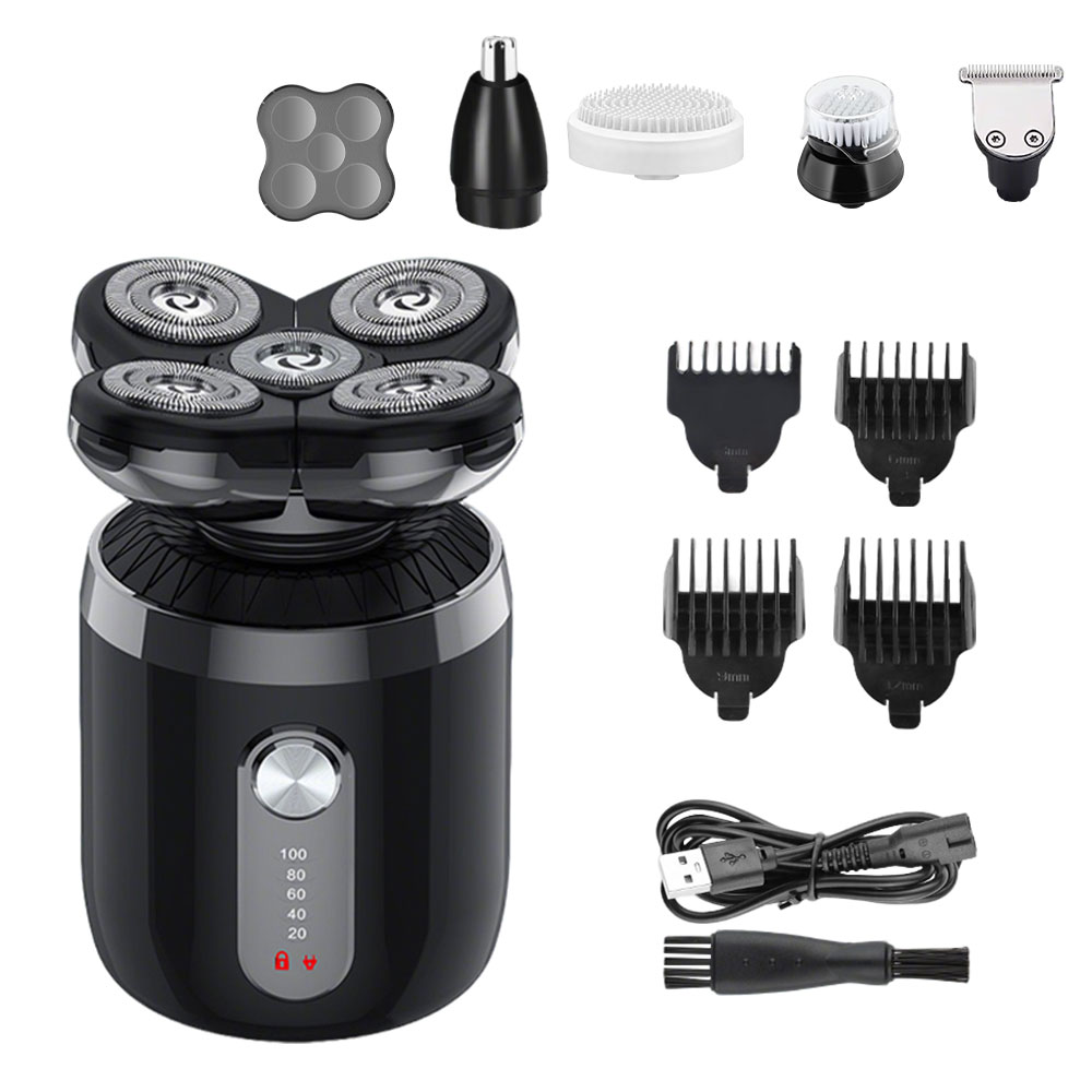 Men'S Grooming Nose Hair Trimmer - เครื่องโกนหนวดไฟฟ้า 5-in-1 5 หัว สำหรับผู้ชาย ชาร์จผ่าน