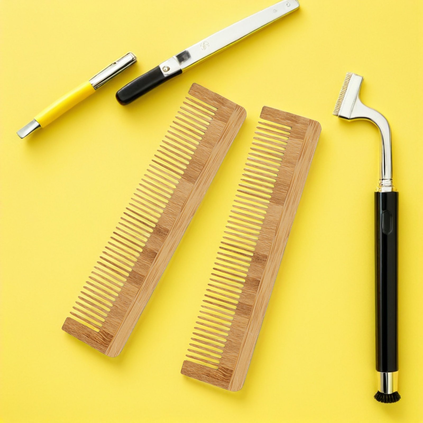 Grooming Men'S Hair - หวีไม้แบบใช้แล้วทิ้ง 12 ชิ้น หวีไม้ไผ่พกพา หวีซี่กว้าง สำหรับสางผม