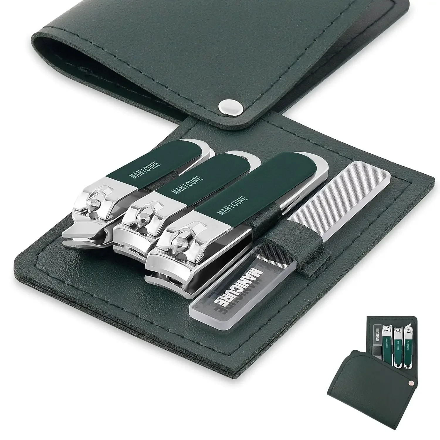 Mens Grooming Travel Kit - ชุดอุปกรณ์ตัดเล็บสแตนเลส 4 ชิ้น สำหรับผู้ชาย/ผู้หญิง ชุดทำเล็บมืออาชีพสำหรับเดินทาง