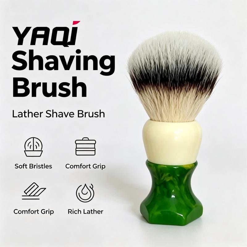 Men'S Grooming Cream - แปรงโกนหนวดสำหรับผู้ชาย YAQI ขนแปรงสังเคราะห์นุ่ม ด้ามจับเรซินจับถนัดมือ สร้างฟองครีมสำหรับการโกนหนวด อุปกรณ์ดูแลหนวดเครา