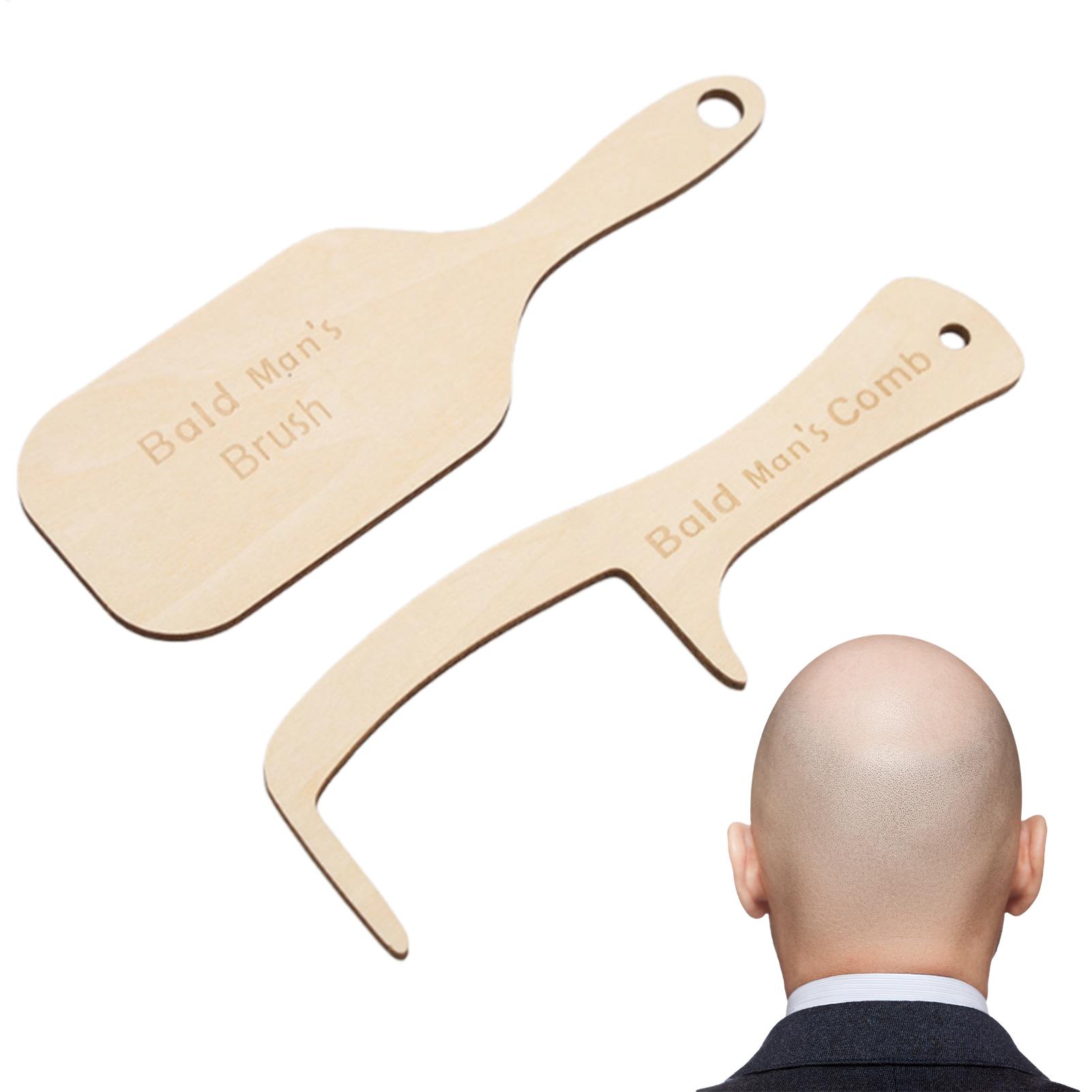 Men'S Grooming Product - หวีแปรงผมสำหรับคนหัวล้าน 2 ชิ้น ของเล่นตลก หวีแปรงผมสำหรับคนหัวล้าน ขัดเงา