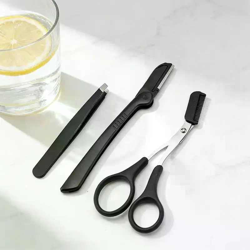 Grooming Men'S Eyebrows - ชุดอุปกรณ์ตกแต่งคิ้ว 3 ชิ้น สำหรับผู้หญิงและผู้ชาย ชุดดูแลคิ้วสแตนเลส ประกอบด้วยหวีตัดคิ้ว