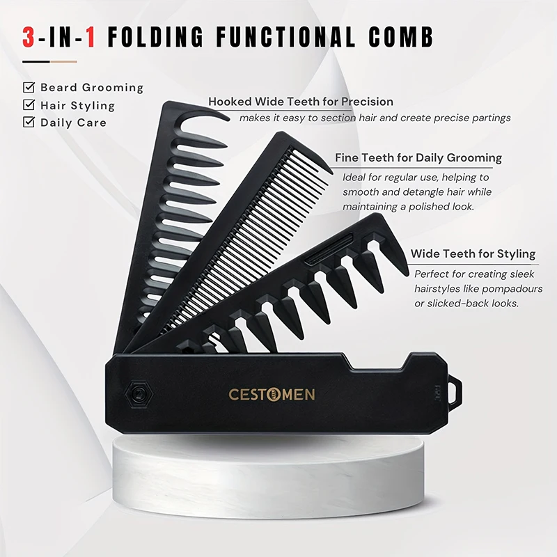 หวีจัดแต่งทรงผม 3-in-1 แบบพับไ - Men'S Grooming Product บทวิจารณ์และราคา