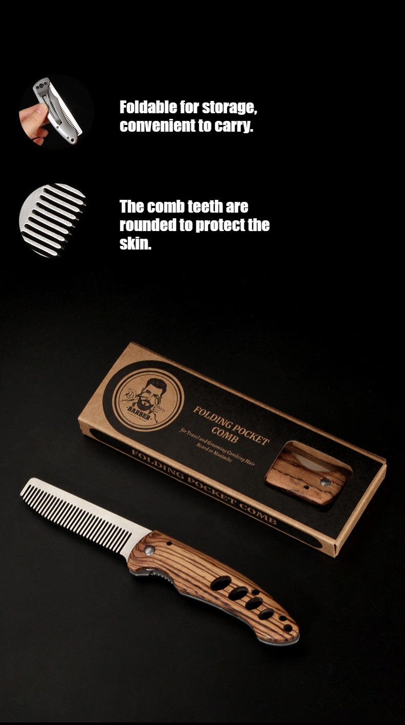 หวีเคราพับได้ทำจากไม้เนื้อแข็ง - Mens Grooming Travel Kit บทวิจารณ์และราคา